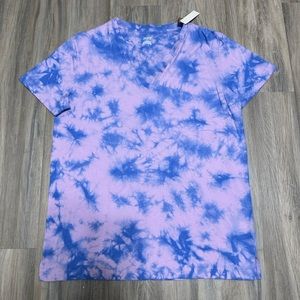 Victoria’s Secret PINK tie-dye V-neck shirt NWT size medium blue and purple